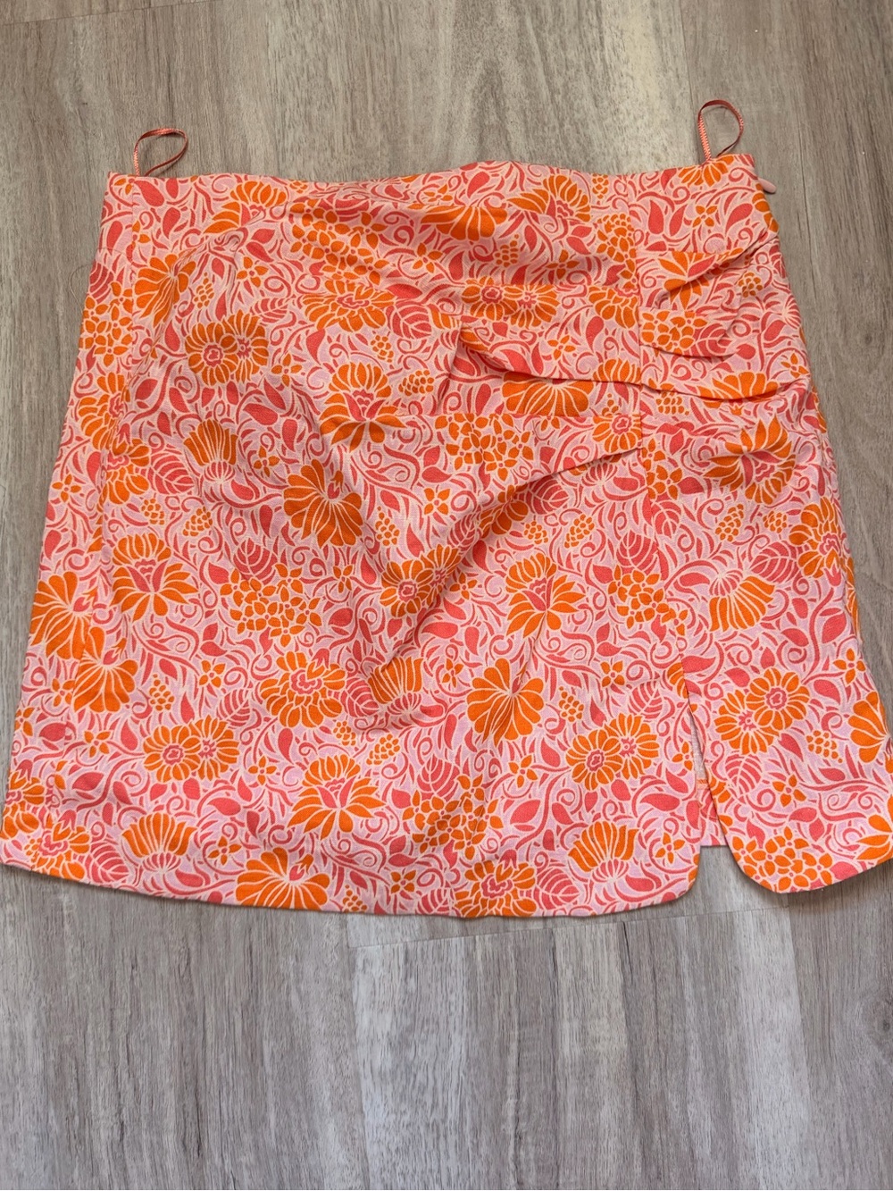Zara Bright Pink & Orange Floral Mini Skirt